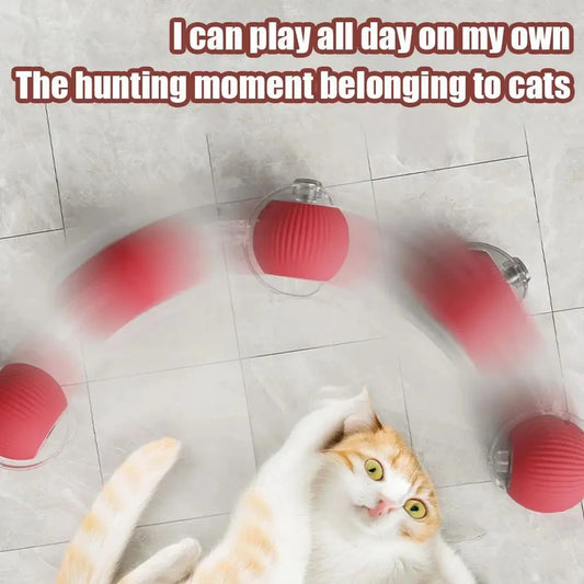 Automatic Rechargeable Cat Rolling Ball Toy With Rope Tail