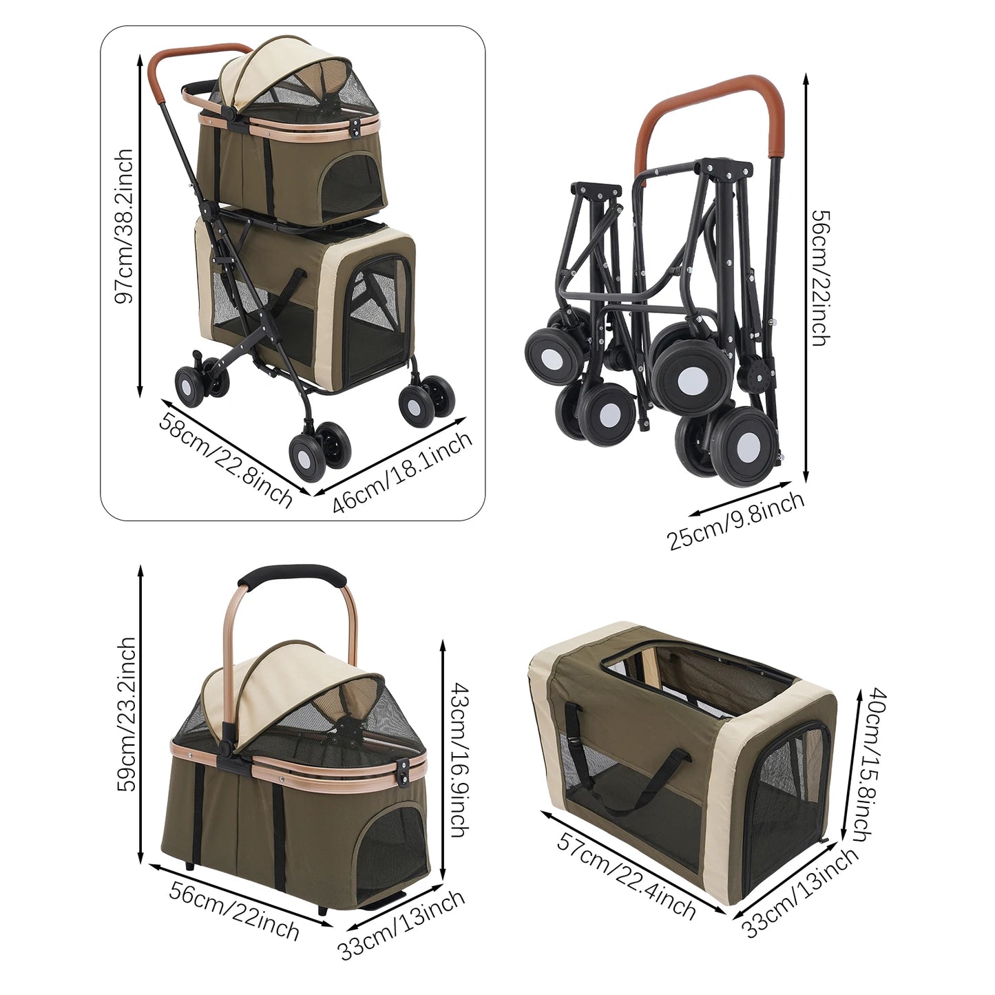 Bymaocar Foldable Pet Stroller For Small And Medium Dogs
