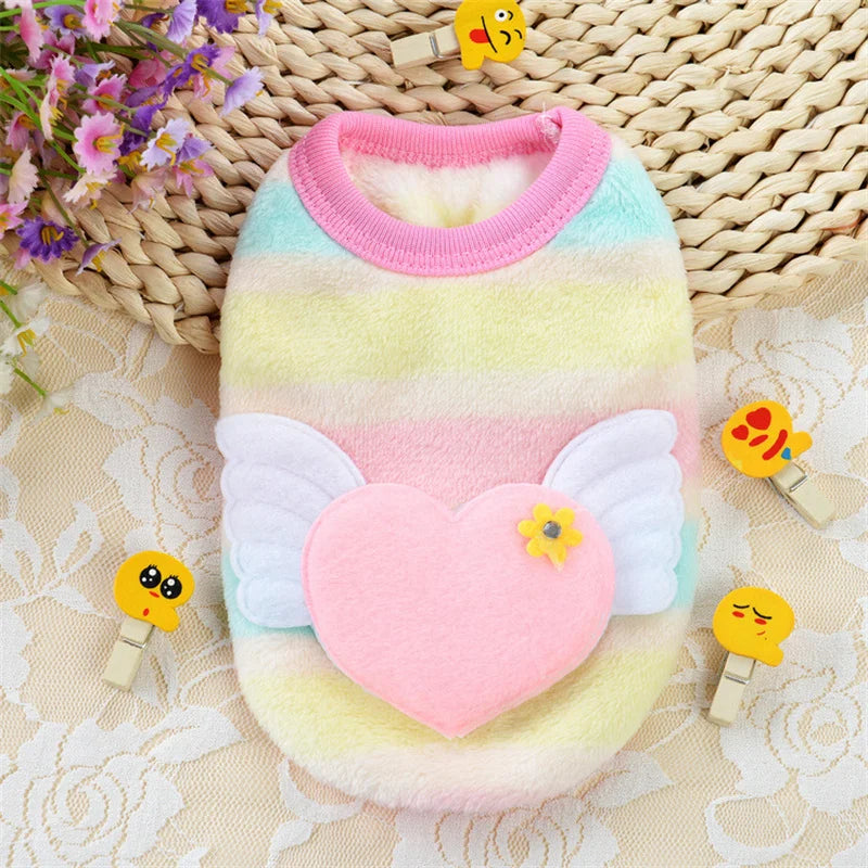 Cute Print Tea Cup Dog Sweater Winter Warm Fleece Clothing