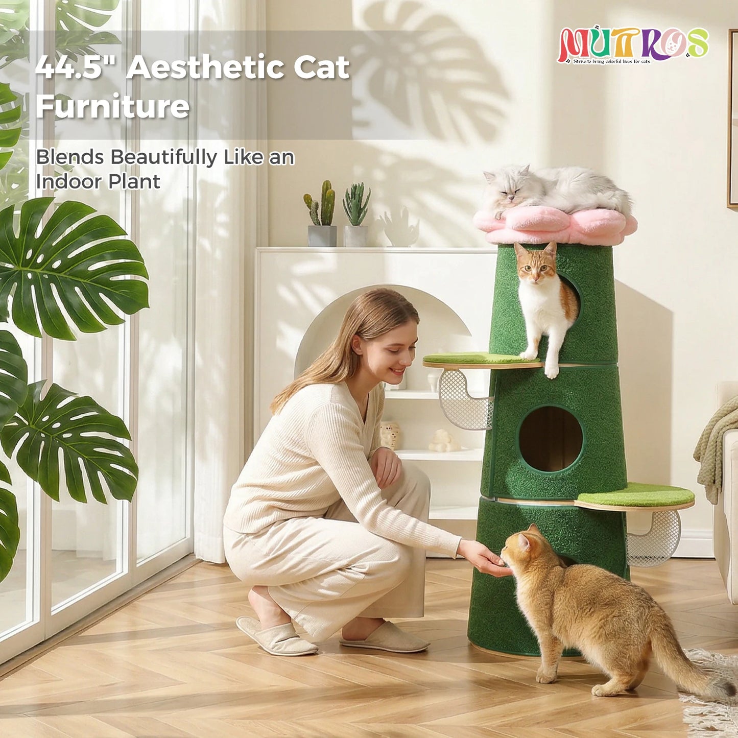PAWZ Road Modern Cat Tree With Condos Flower Perch
