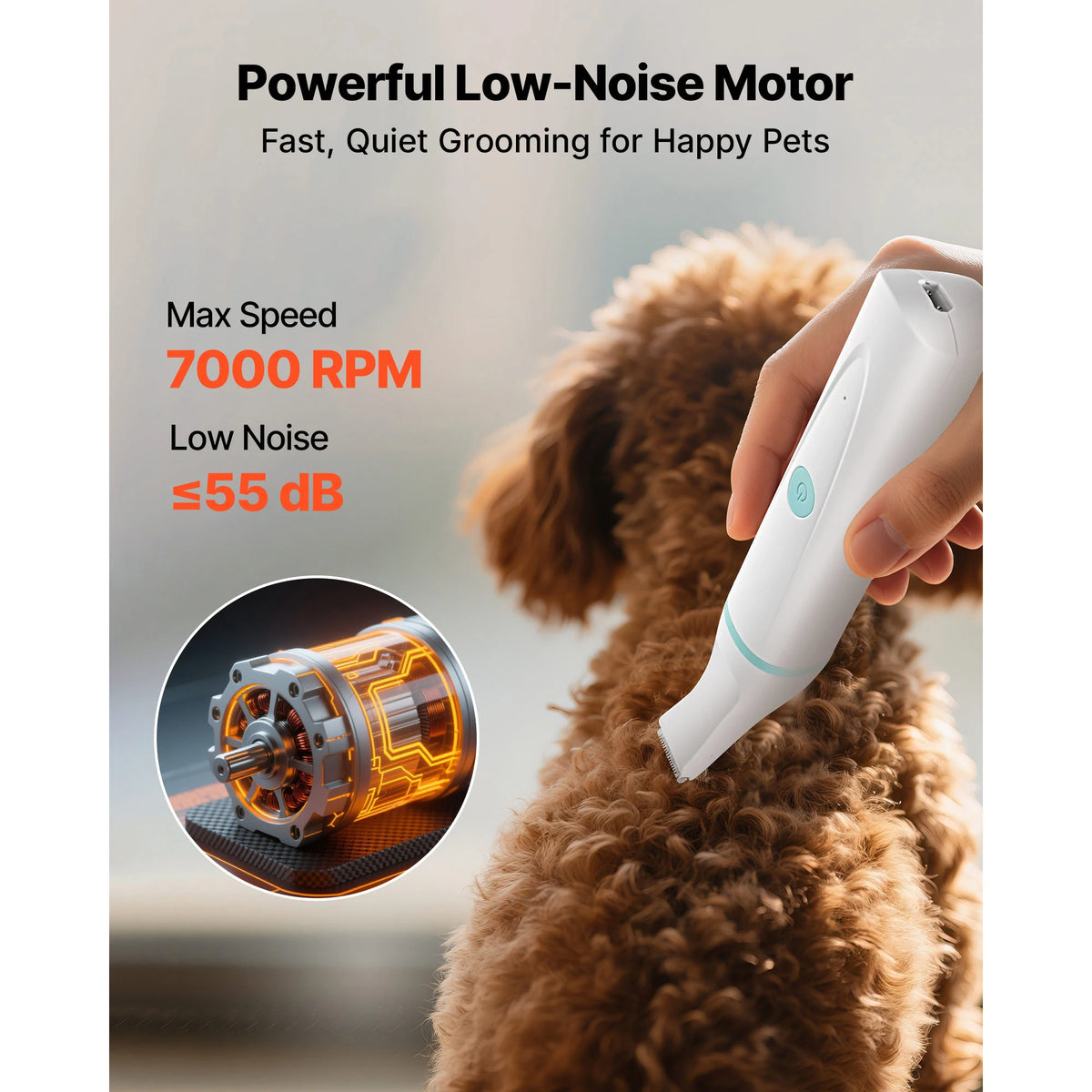 Rechargeable Dog Clippers With Detachable Blades For Grooming