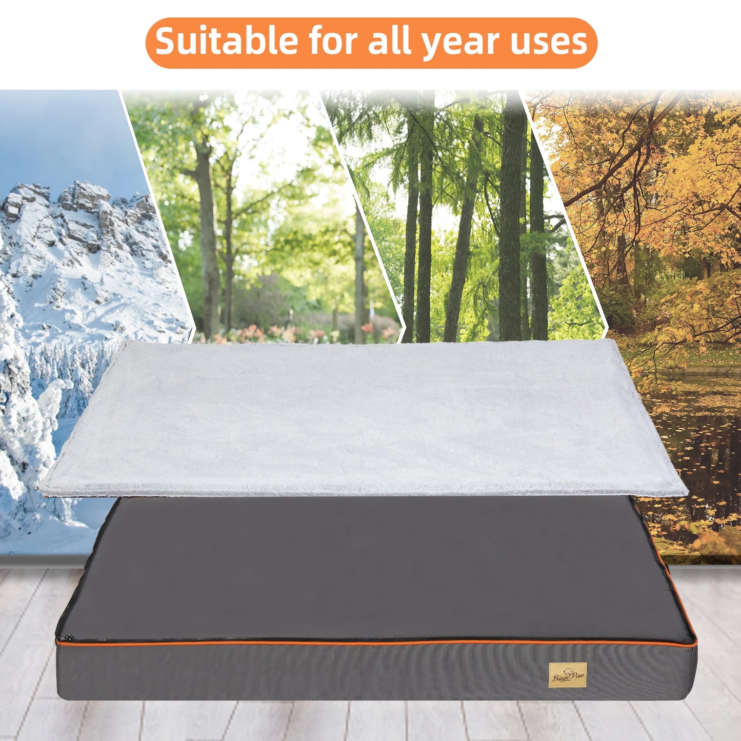 BINGOPAW Orthopedic Dog Bed Foam Cushion With Washable Cover