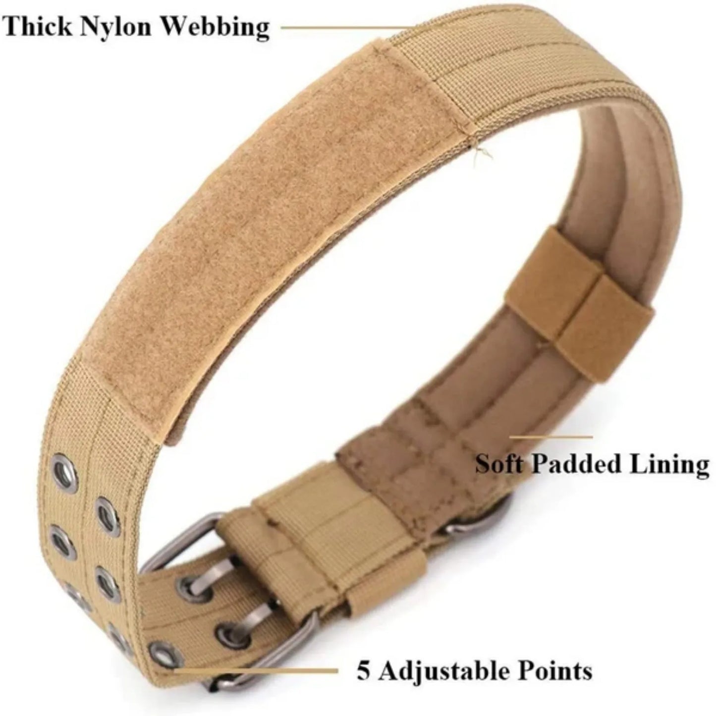 Tactical Heavy Duty Nylon Dog Collar With Metal Buckle