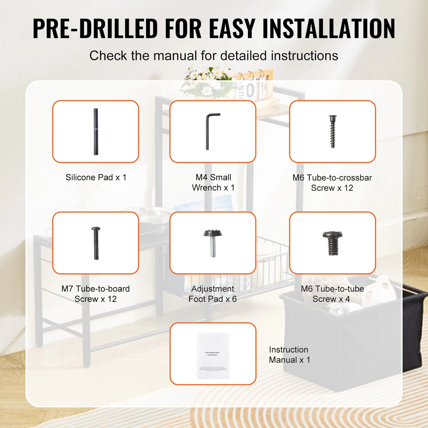 VEVOR Pet Feeding Station With Elevated Dog Bowls And Storage