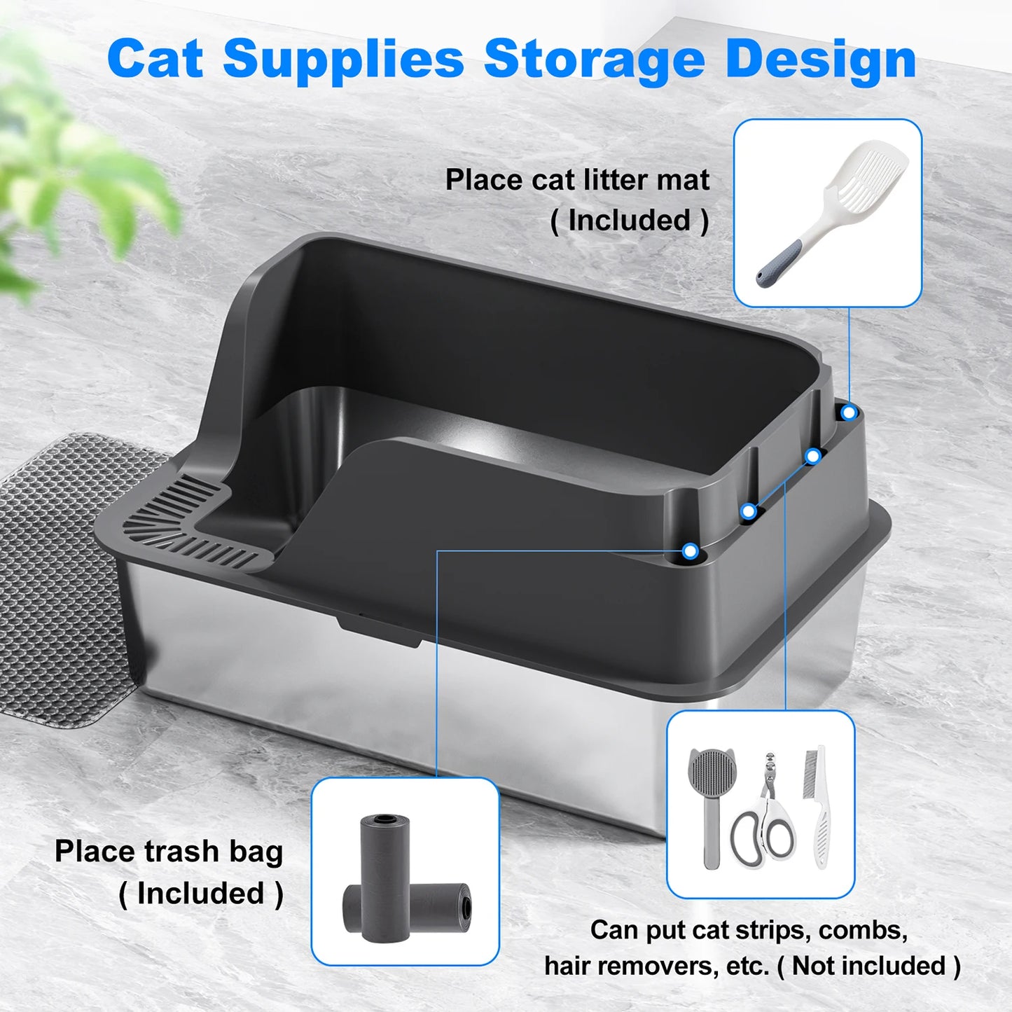 Stainless Steel Cat Litter Box With Lid Leak Proof
