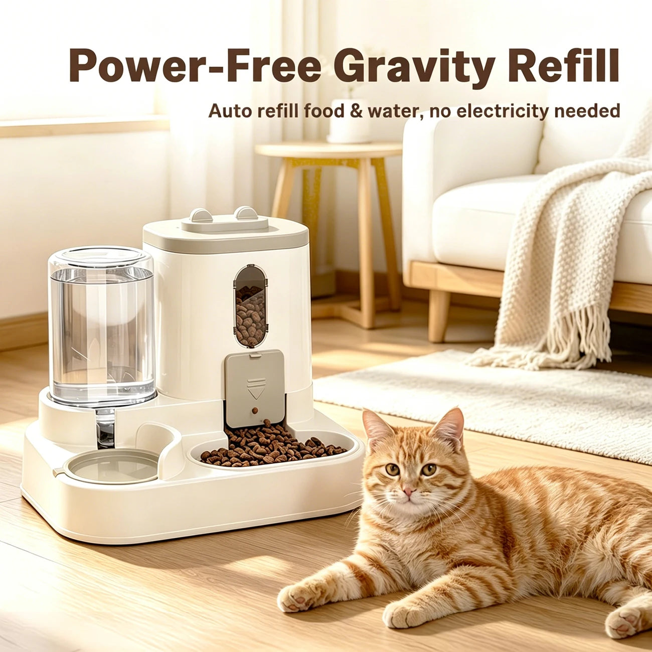 2 In 1 Premium Water Dispenser Feeder Bowl For Pets