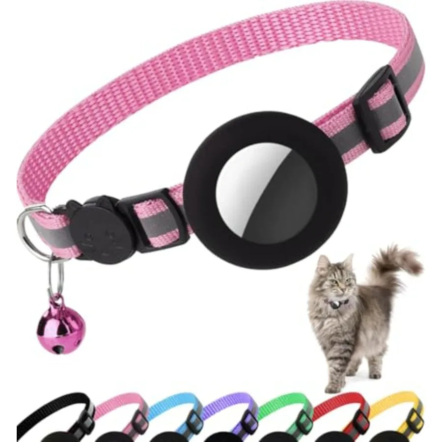 AirTag Cat Collar Breakaway With Reflective Strip AirTag Holder Bell