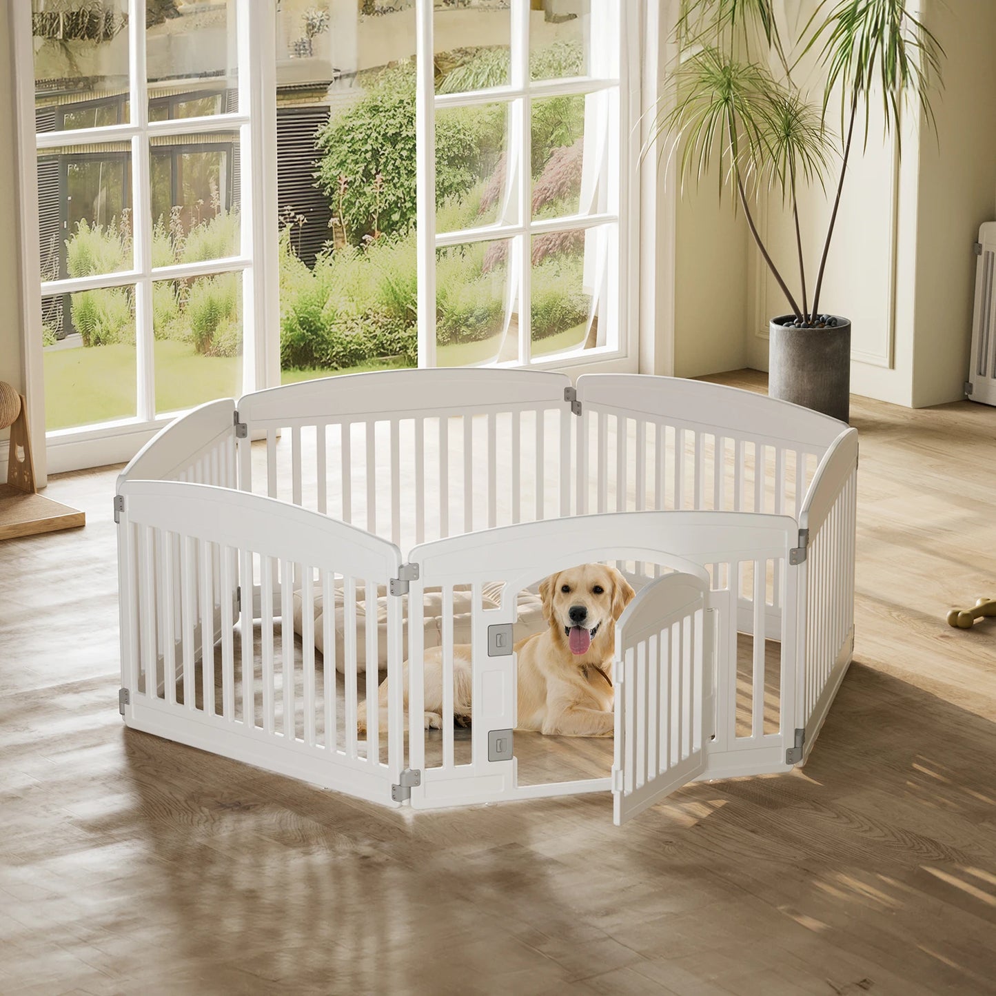 JHK Plastic Expandable Dog Playpen For Indoor And Outdoor Use
