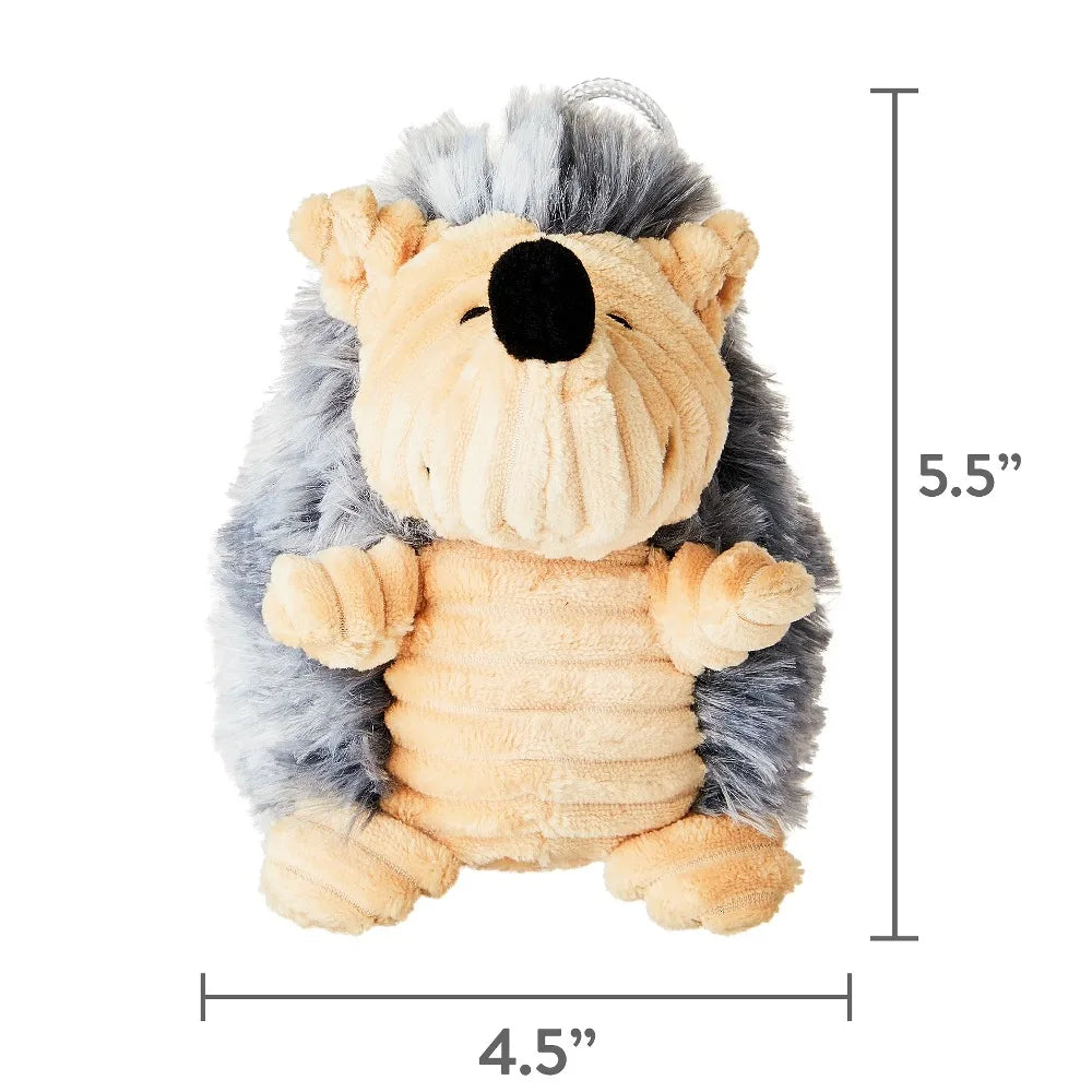 Gray Hedgehog Plush Dog Toy With Squeaker For Aggressive Chewers