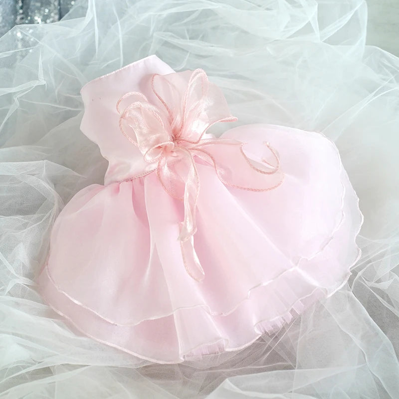White Satin Dog Wedding Dress For Yorkies Chihuahua