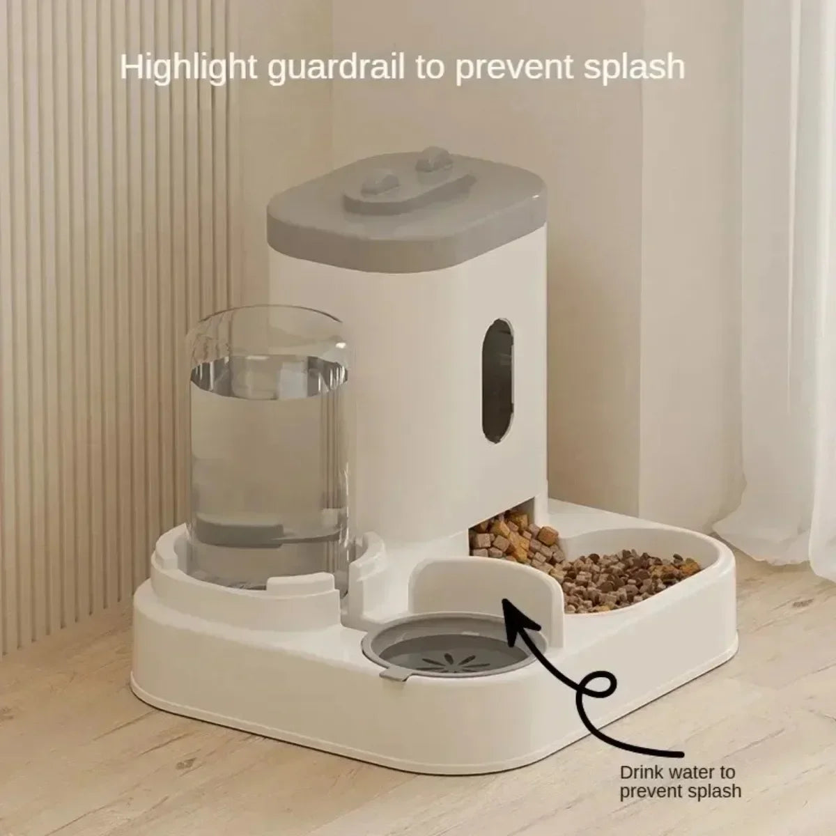 Automatic Pet Feeder And Water Fountain Bowl With Large Capacity