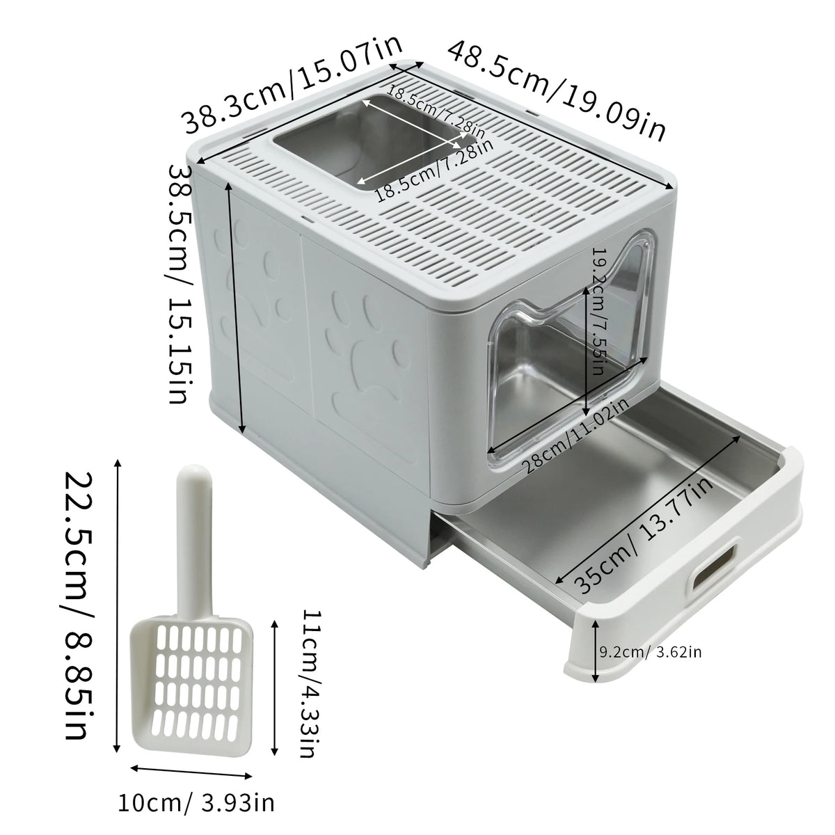 Large Enclosed Cat Litter Box With High Sided Enclosure