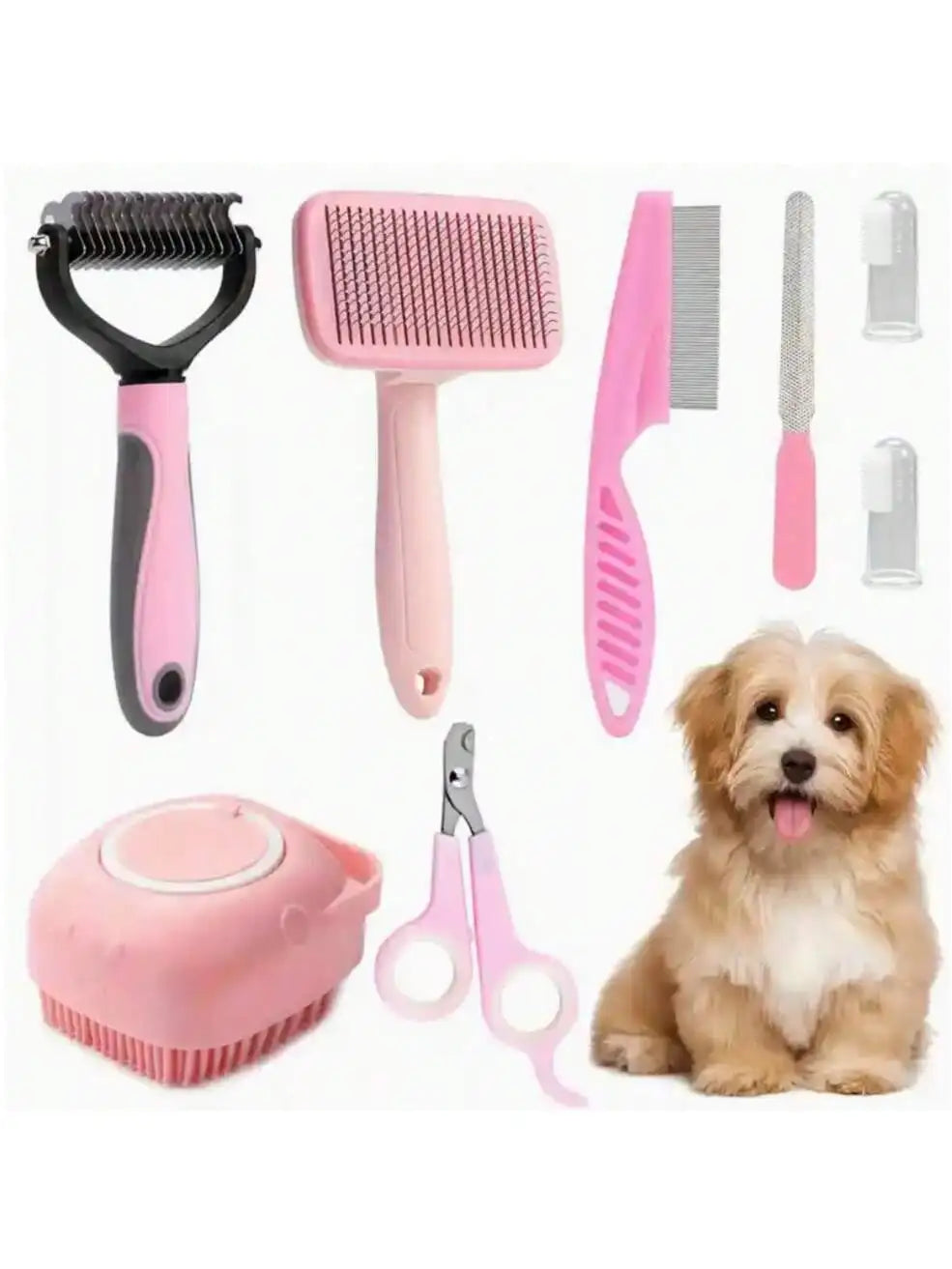 Pet Grooming Kit Nail Clippers Flea Comb And Dental Toothbrush
