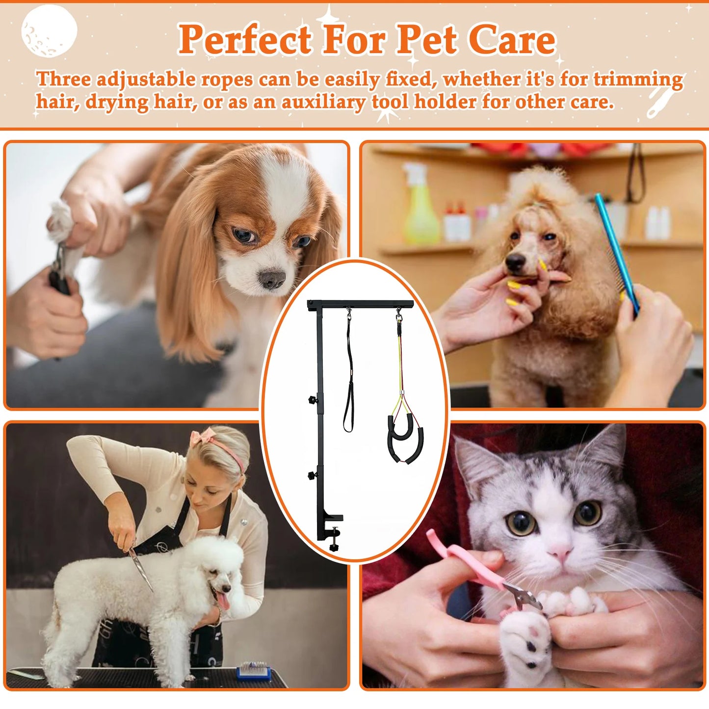 Adjustable Dog Grooming Arm With Clamp And Loops Accessory