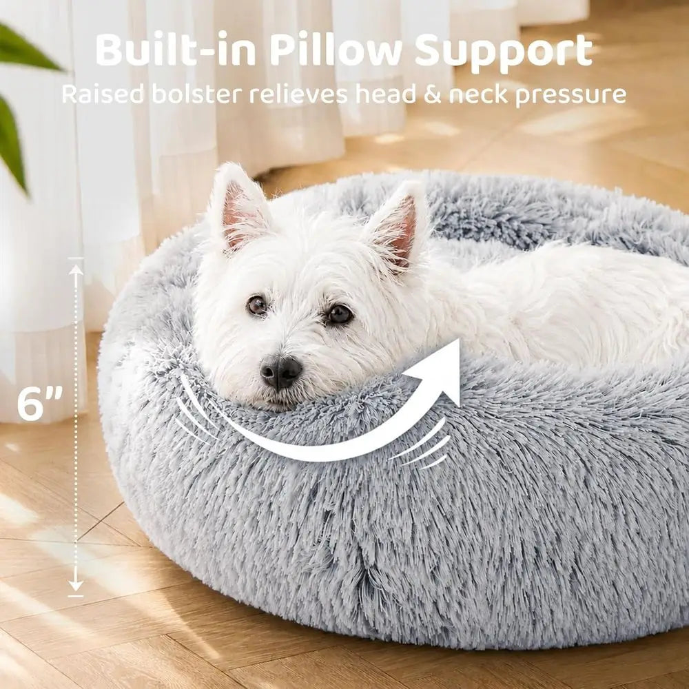 Calming Donut Dog Bed With Washable Cover Non Skid Bottom