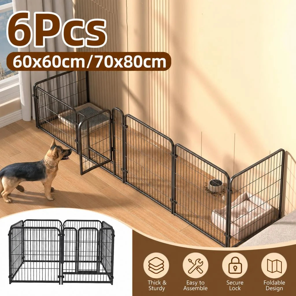 Heavy Duty Stainless Steel Six Panel Dog Exercise Kennel