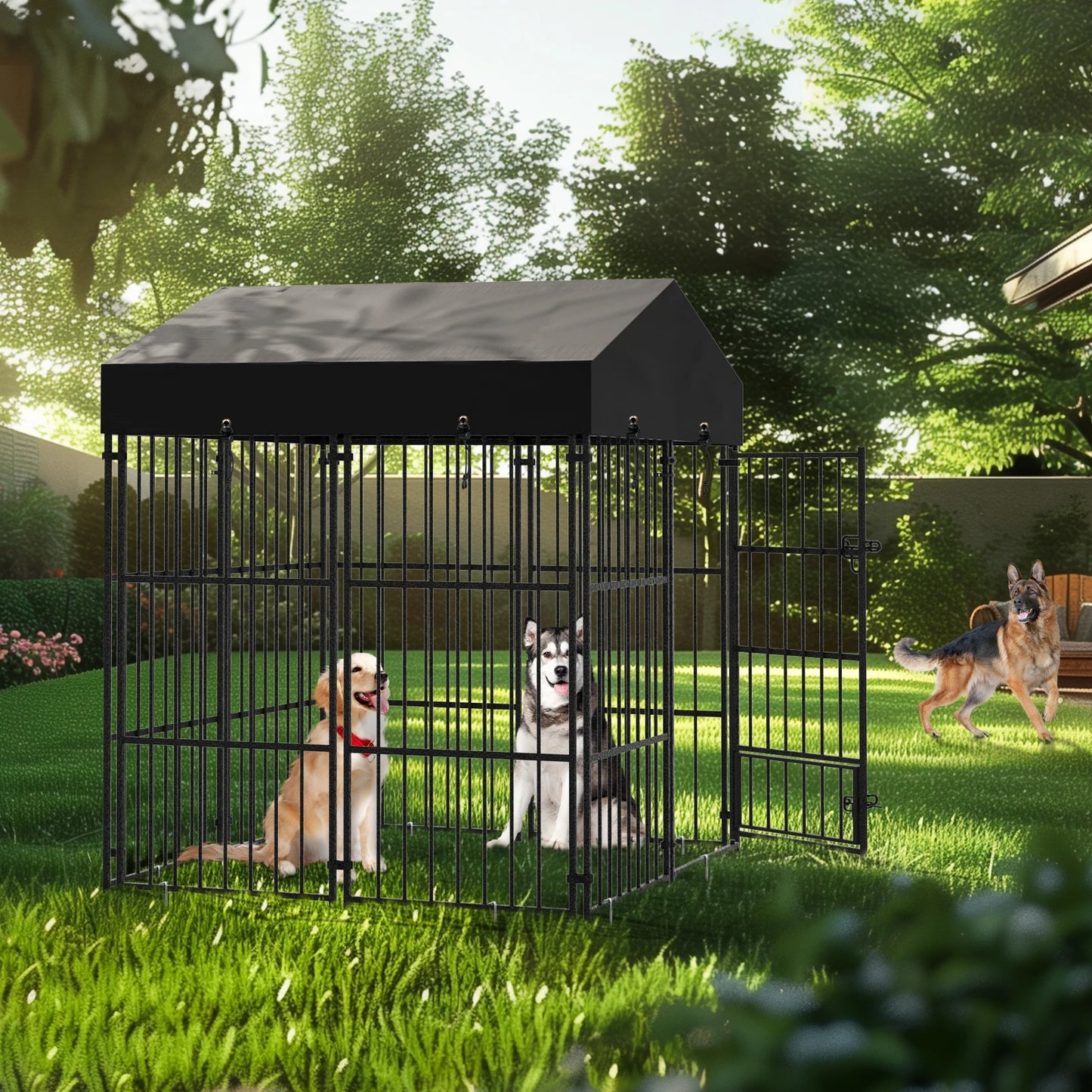 Outdoor Heavy Duty Dog Kennel With Roof For Large Dogs