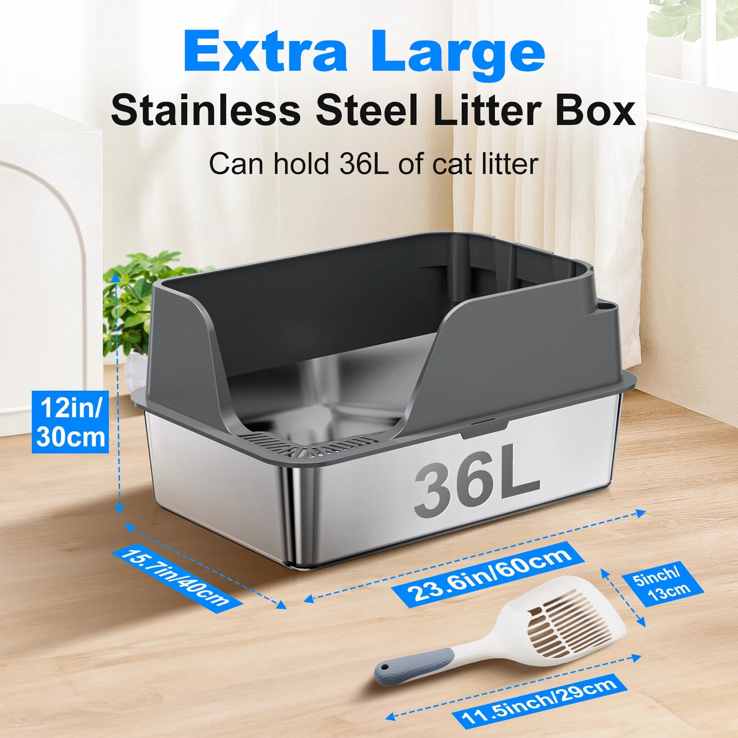 Stainless Steel Cat Litter Box With Lid Leak Proof