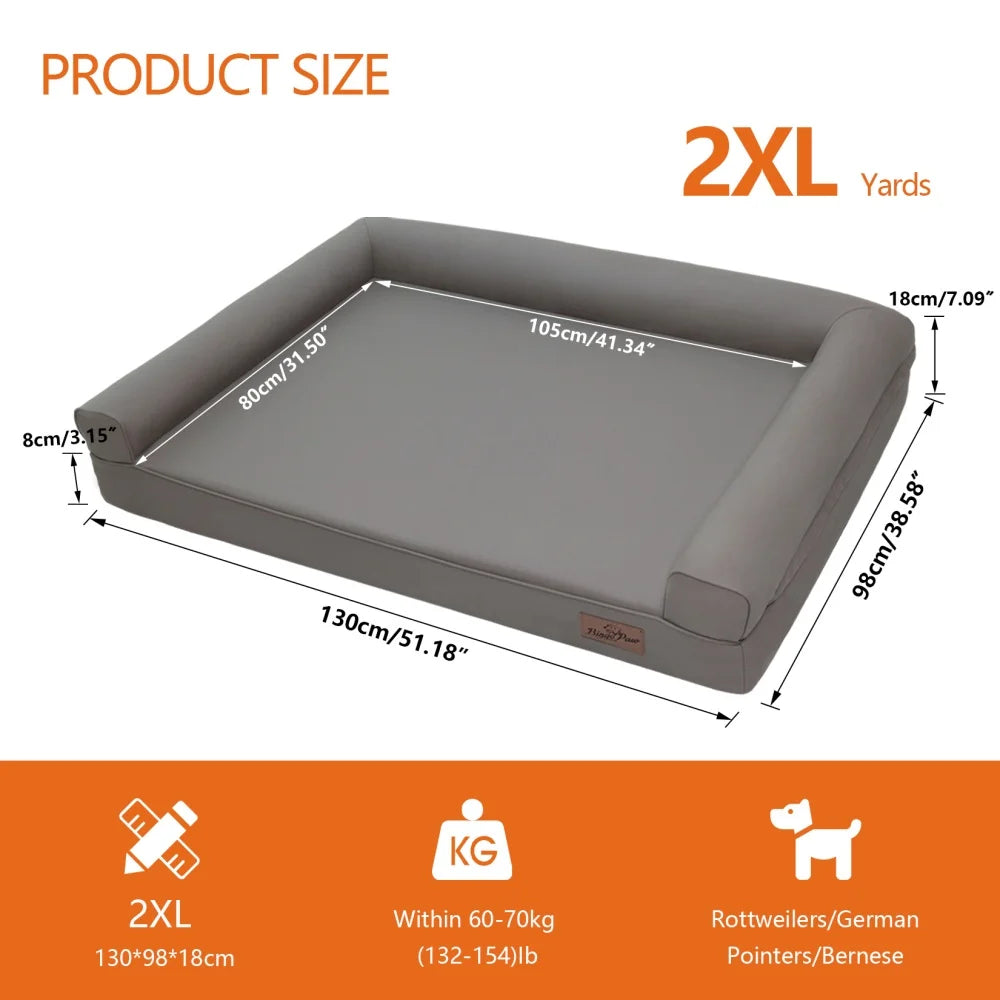 Borwart Orthopedic Dog Bed With Removable Cover Microfiber Leather Calming