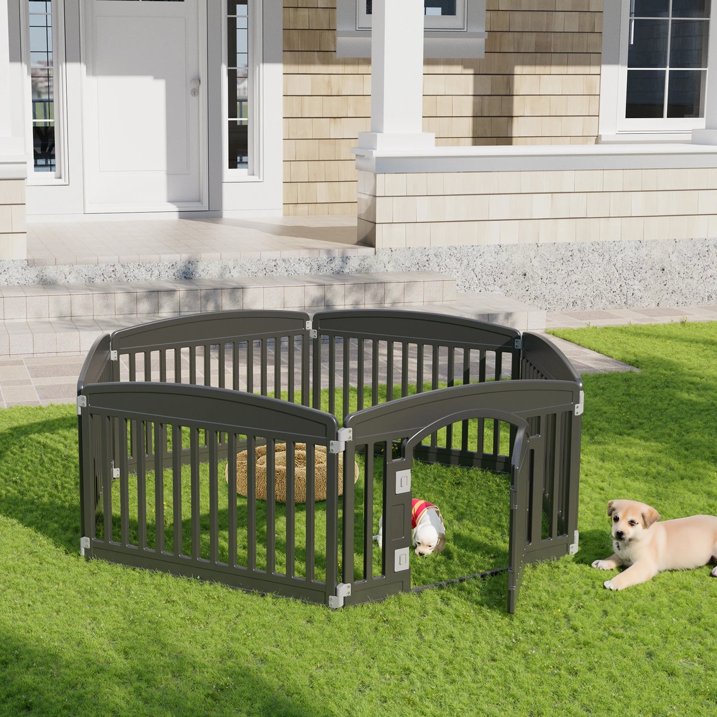 JHK Plastic Expandable Dog Playpen For Indoor And Outdoor Use