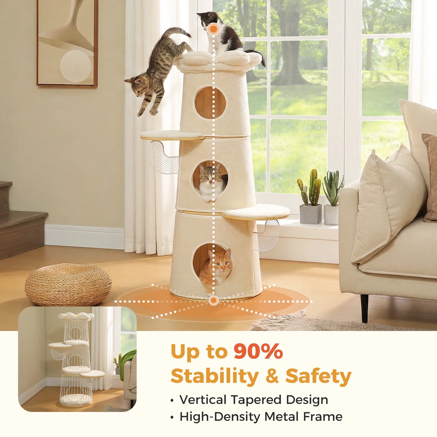 PAWZ Road Modern Cat Tree With Condos Flower Perch