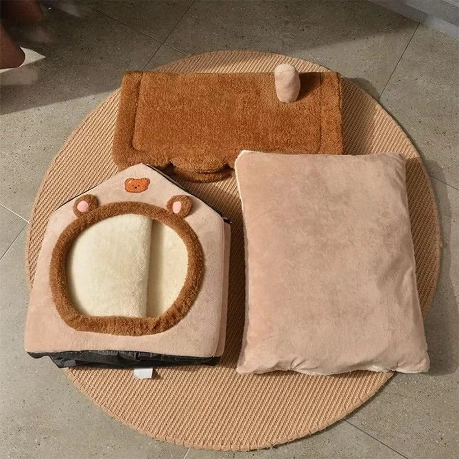 Foldable Pet House Removable Washable Cat And Small Dog Bed