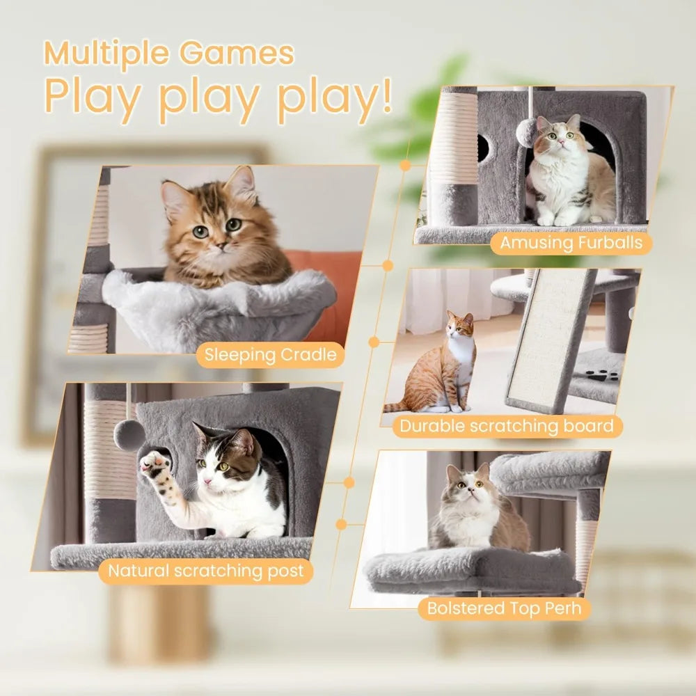 Large Cat Tree For Big Cats Multi Level Tower With Condo And Hammocks