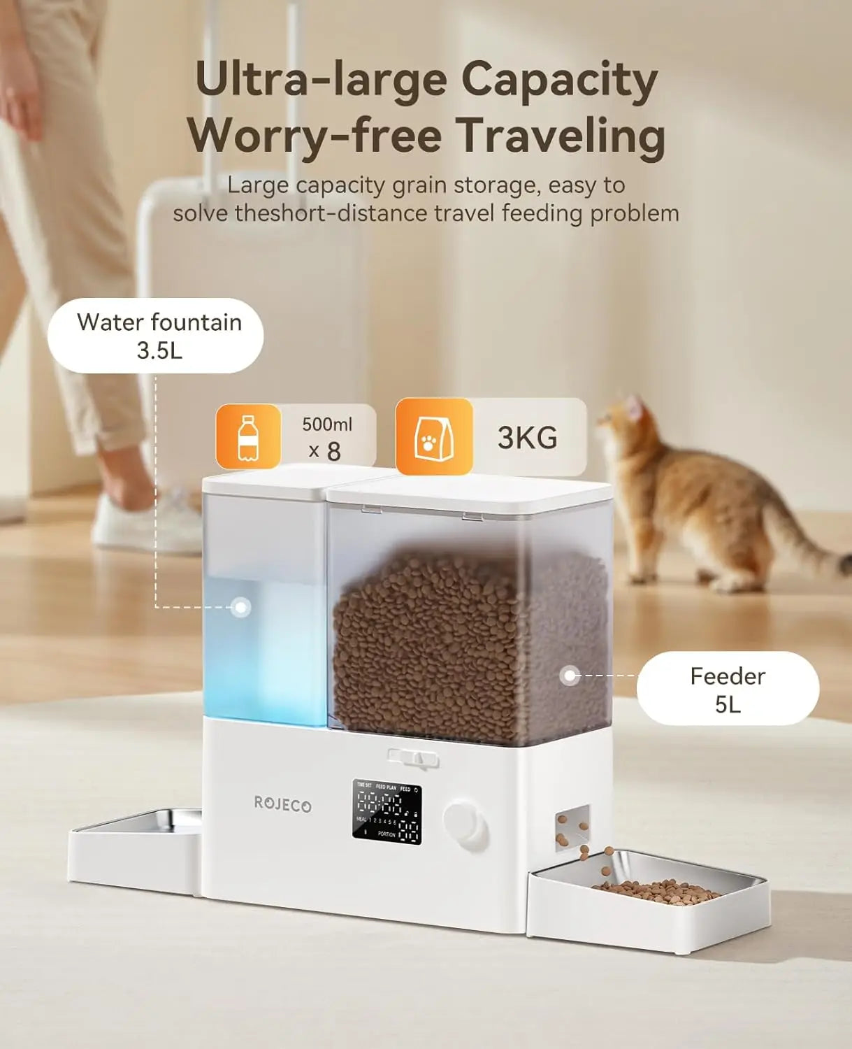 2-In-1 Automatic Cat Feeder And Water Dispenser, 8.5L Capacity