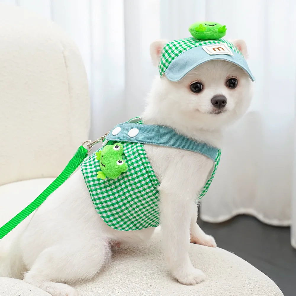 Three-Piece Pet Harness Set With Traction Rope Breathable For Cats