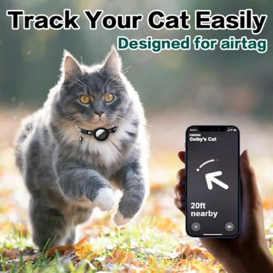 AirTag Cat Collar Breakaway With Reflective Strip AirTag Holder Bell