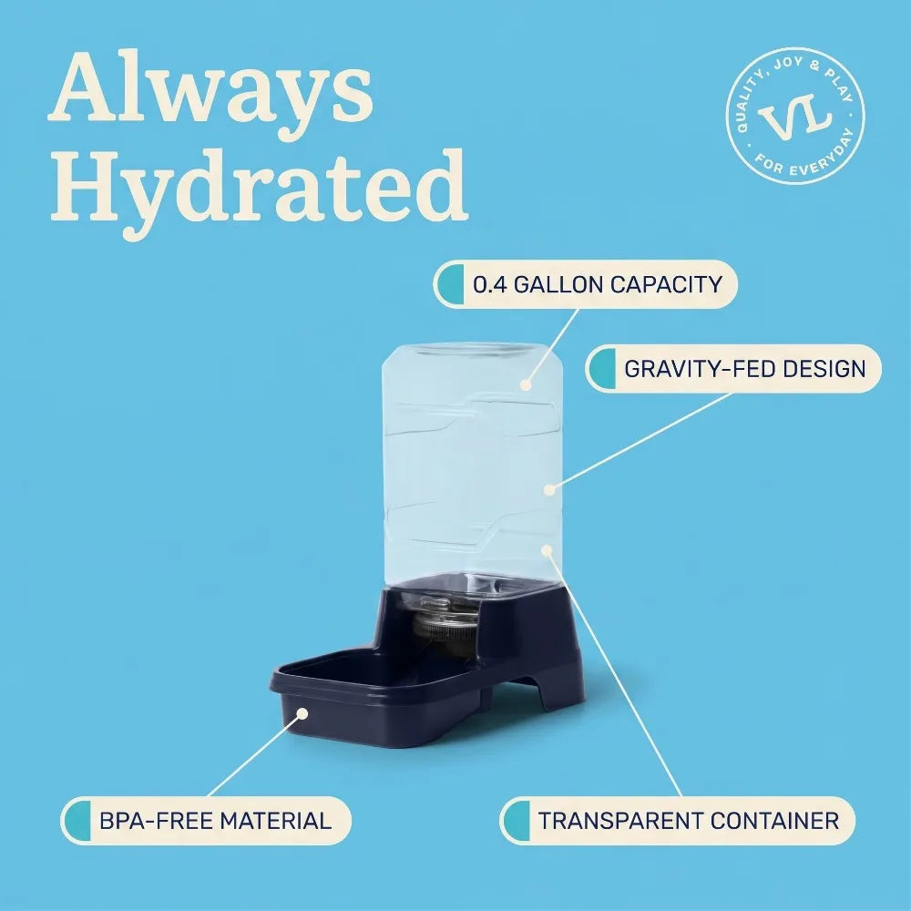 Vibrant Life 0.4 Gallon Gravity Waterer Dispenser For Small Pets