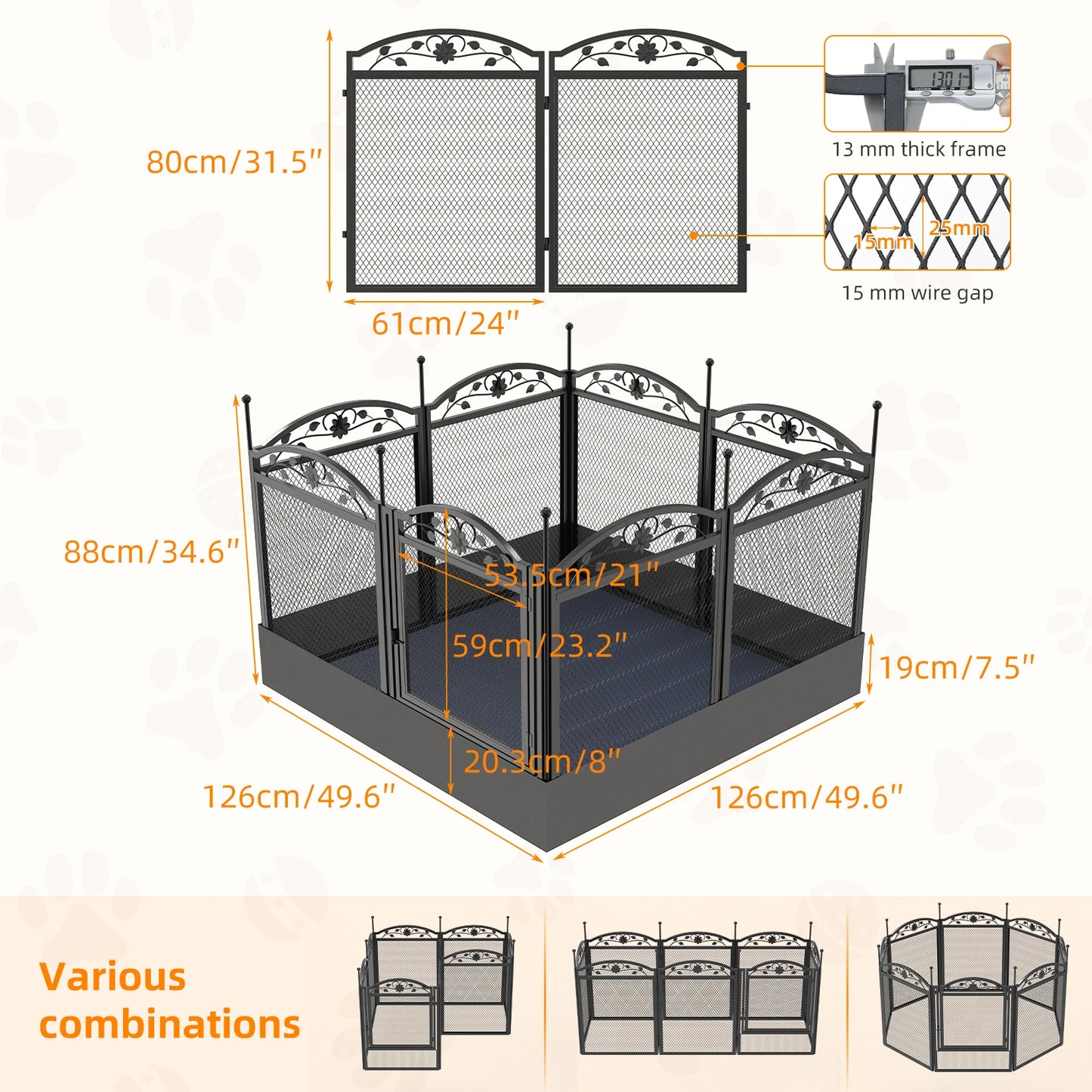 Borwart Heavy Duty Dog Playpen With Eight Panel Whelping Fence