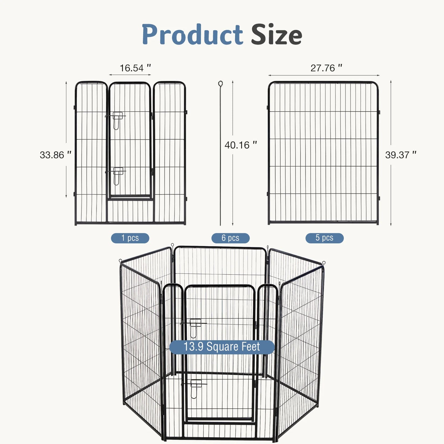 JHK Durable Metal Dog Playpen Foldable Outdoor Pet Exercise Fence