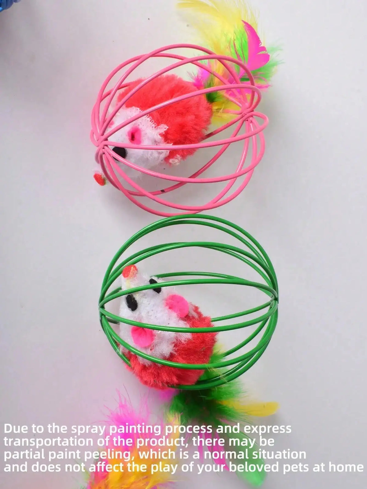 Interactive Indoor Cat Toy Set With Fleece Caged Mouse Balls
