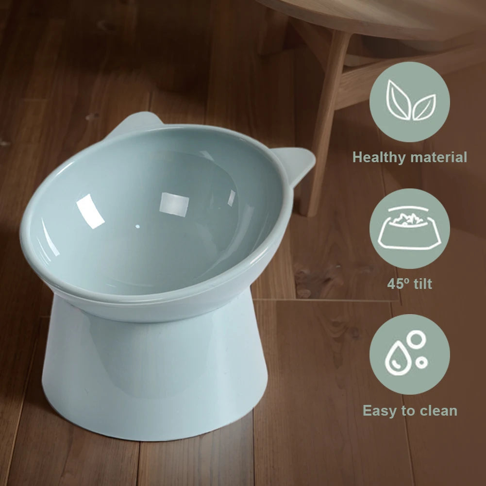 ALLOYSEED Tilted Elevated Cat Food Bowl Non Slip Ergonomic Dish