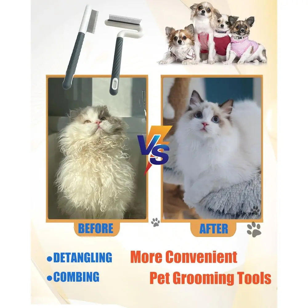Dual Shape Pet Comb With Stainless Steel Teeth For Dogs And Cats