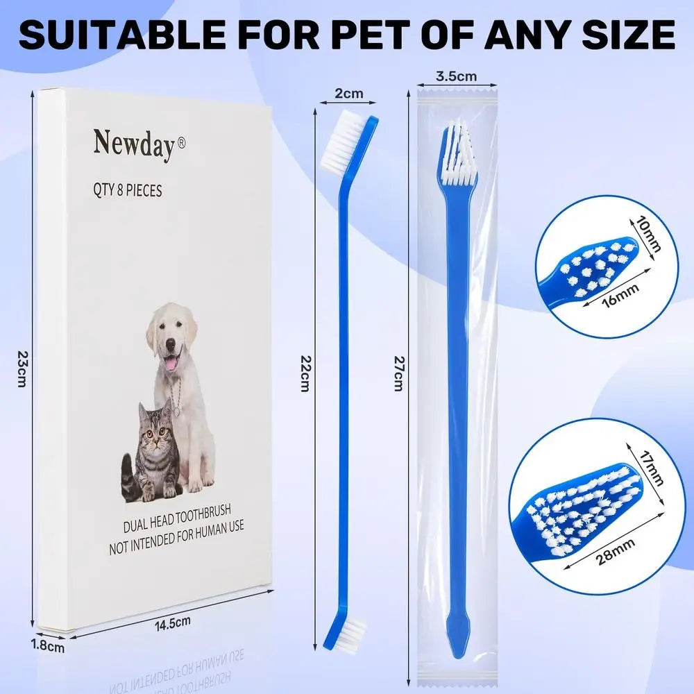 Dog Toothbrush 8-Pack Dual Head Soft Bristles For Pets