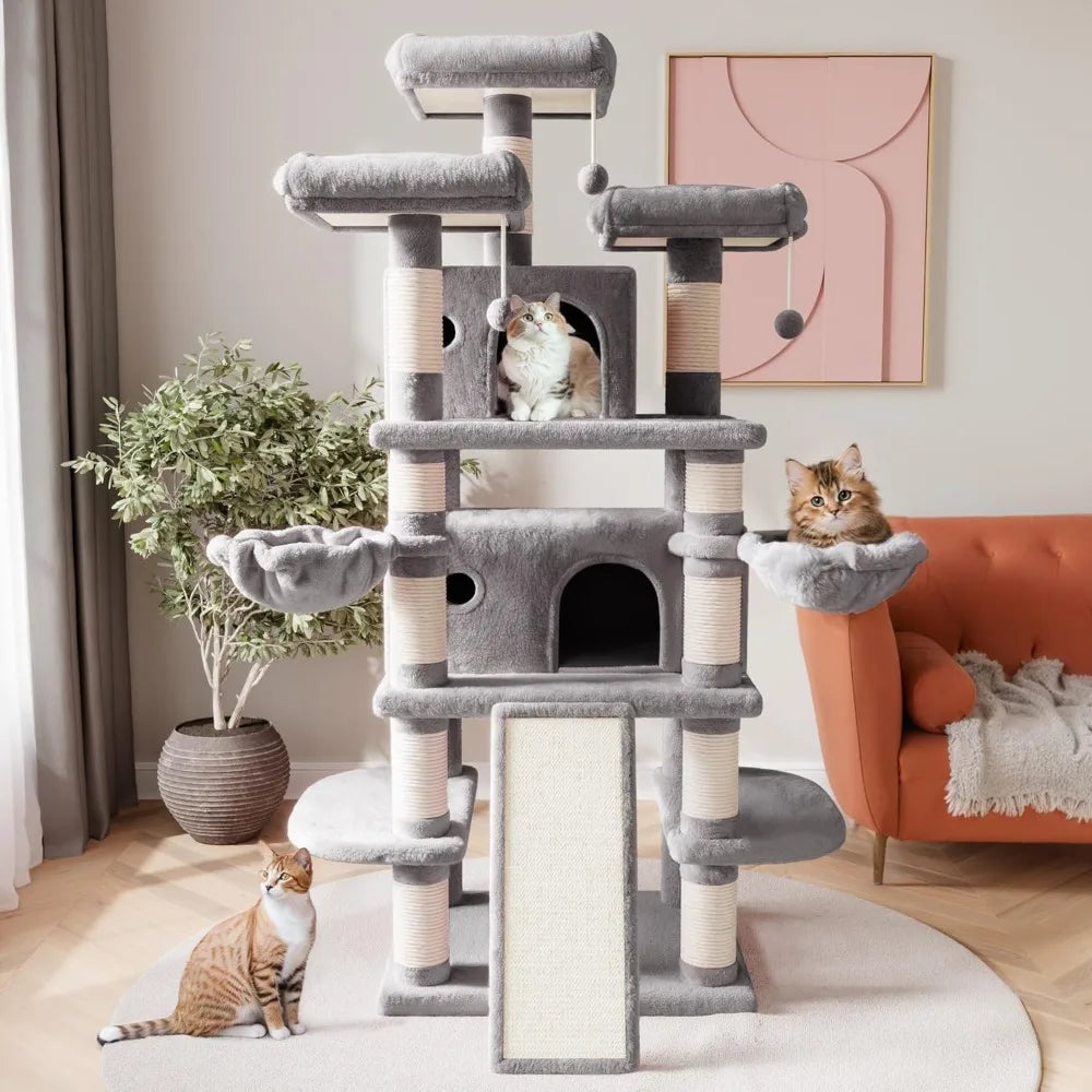 Large Cat Tree For Big Cats Multi Level Tower With Condo And Hammocks