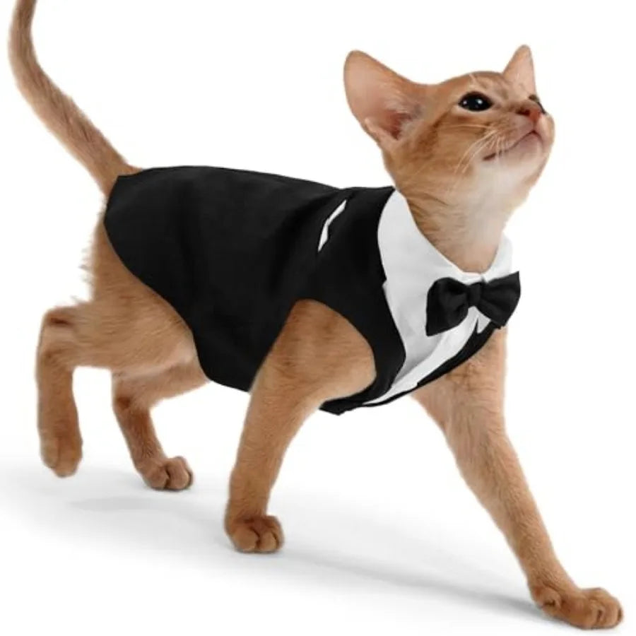 Cat Tuxedo Bow Tie Costume For Cats Soft Skin Friendly Outfit