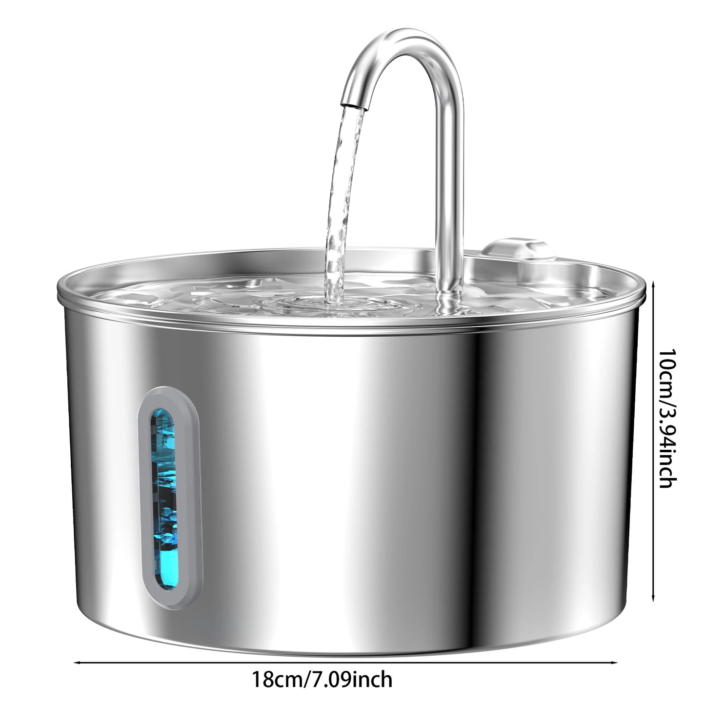 Automatic Stainless Steel Pet Water Fountain With Window