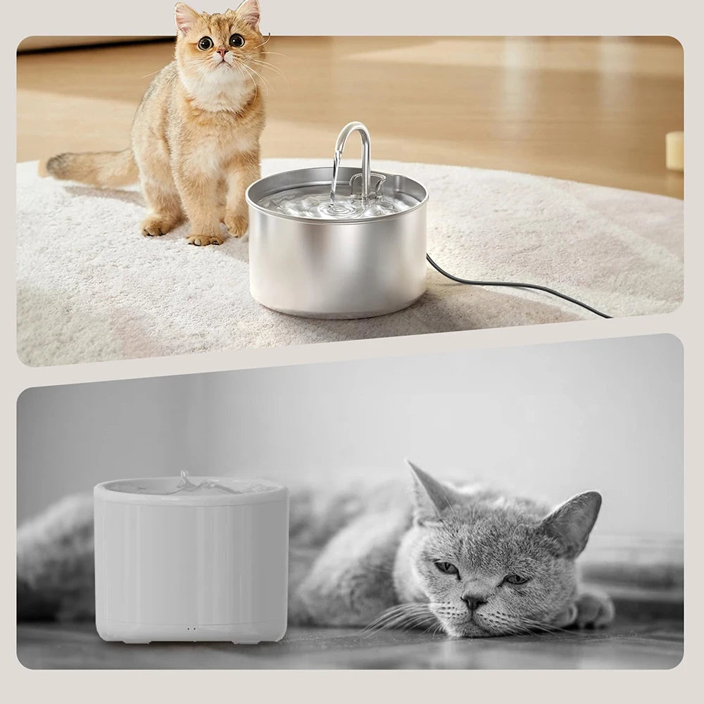 Stainless Steel Cat Water Fountain With Water Level Window