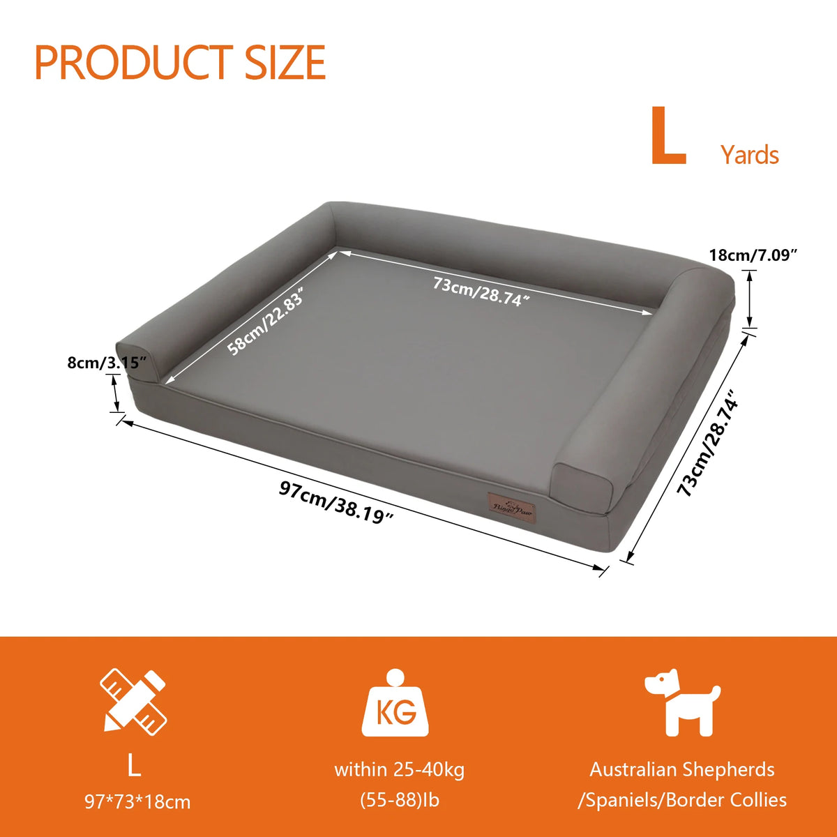 Borwart Orthopedic Dog Bed With Removable Cover Microfiber Leather Calming