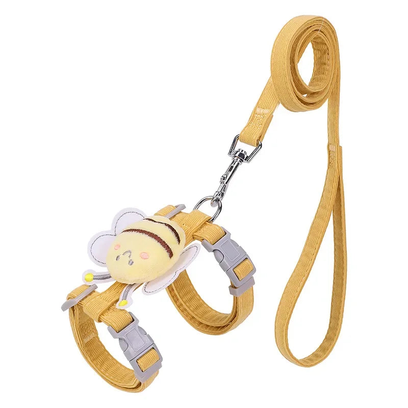Bee Themed Cat Harness Leash Set Adjustable For Small Medium Pets