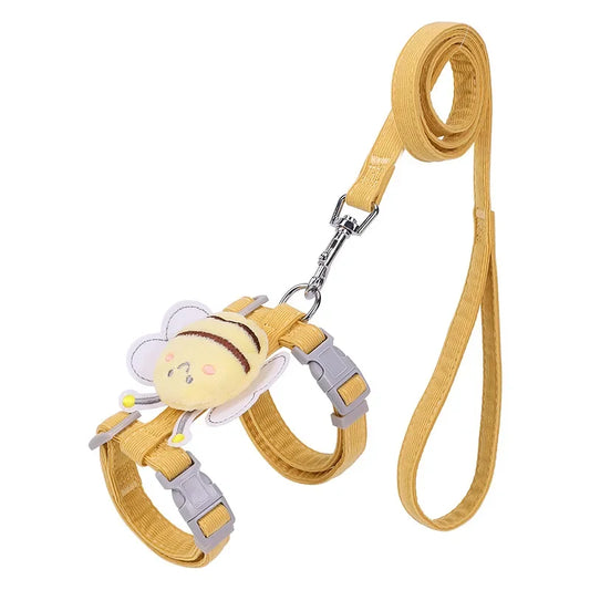 Bee Themed Cat Harness Leash Set Adjustable For Small Medium Pets