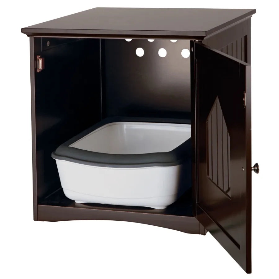 Small Cat Litter Box Enclosure Side Table Hidden Design