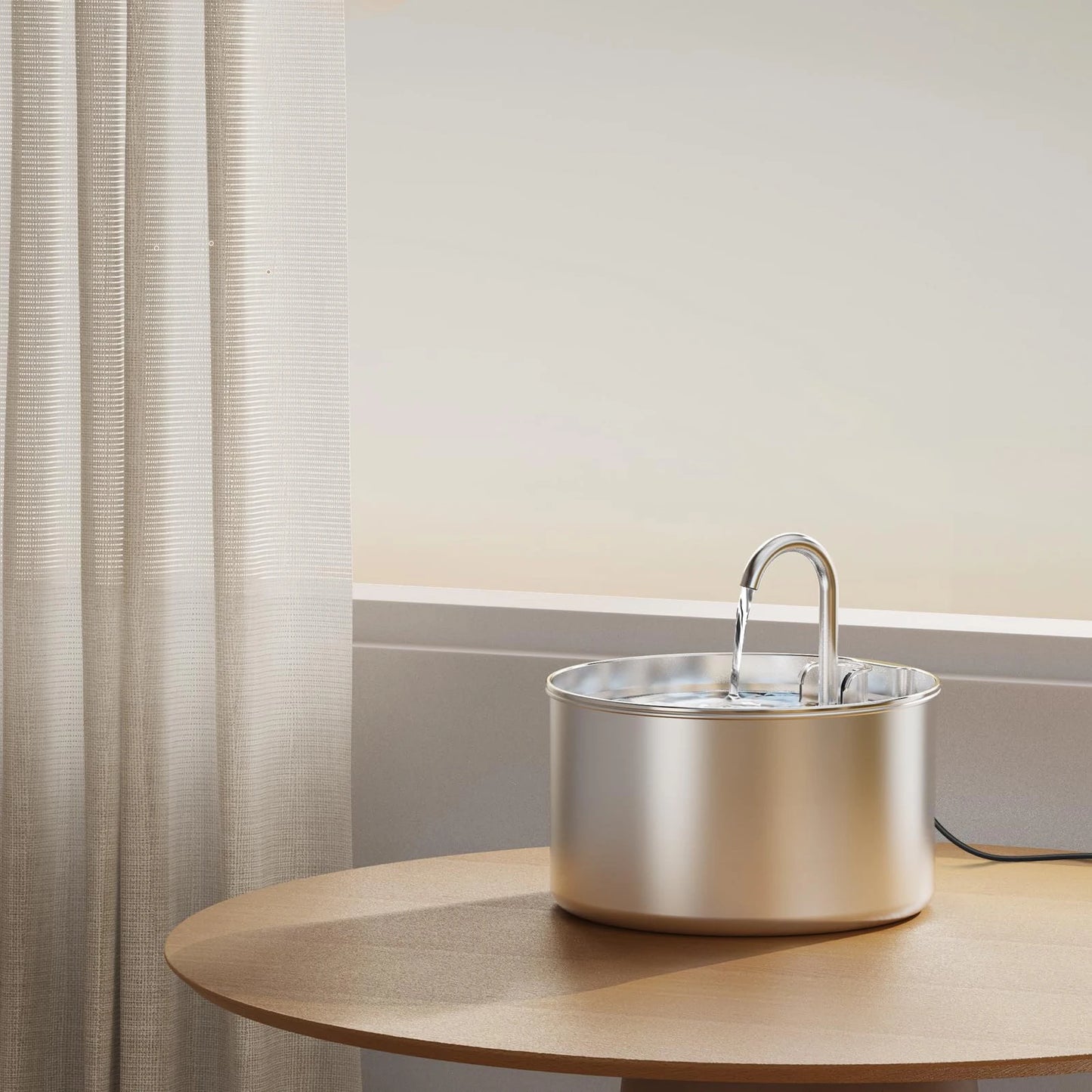 Stainless Steel Cat Water Fountain With Water Level Window