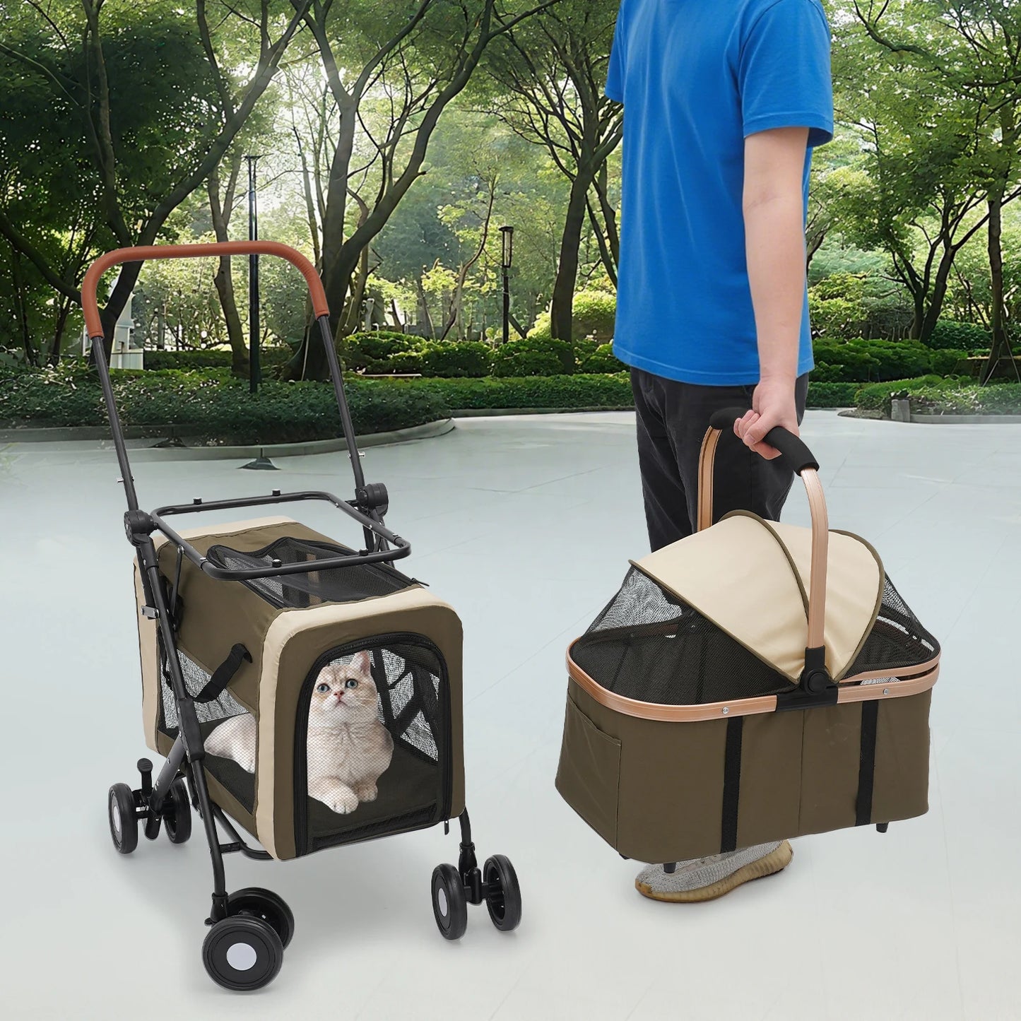 Bymaocar Foldable Pet Stroller For Small And Medium Dogs