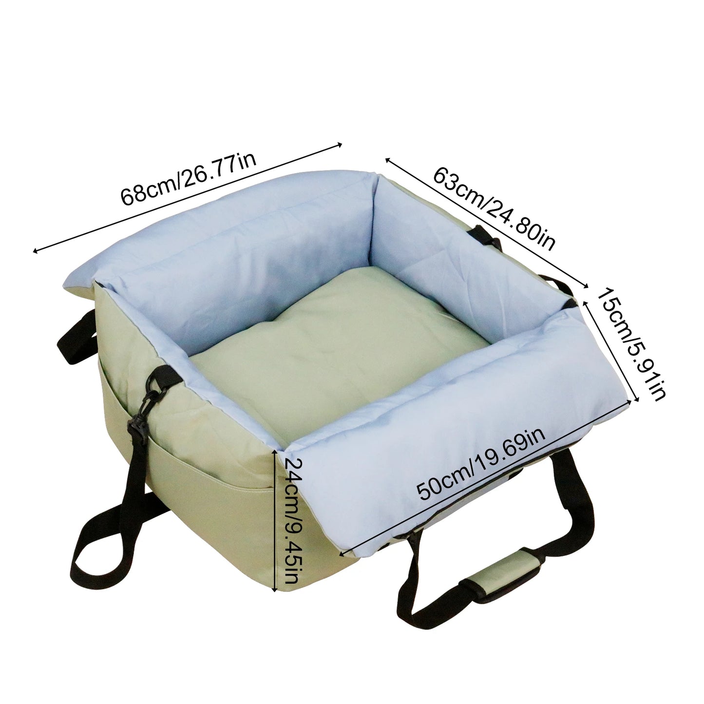 Borwart Portable Dog Car Seat With Safety Belt Storage Pocket