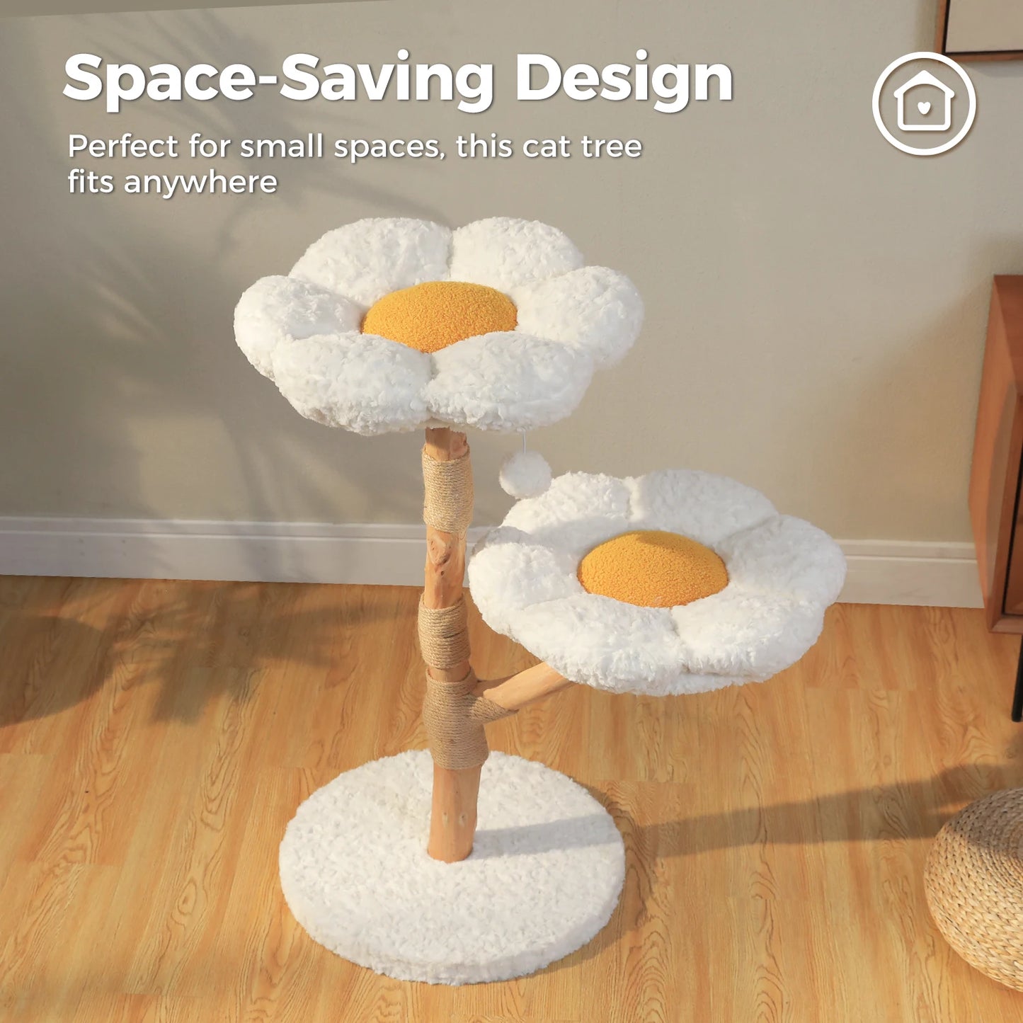 PAWZ Road Wood Cat Tree With Wicker Basket Bed Sisal