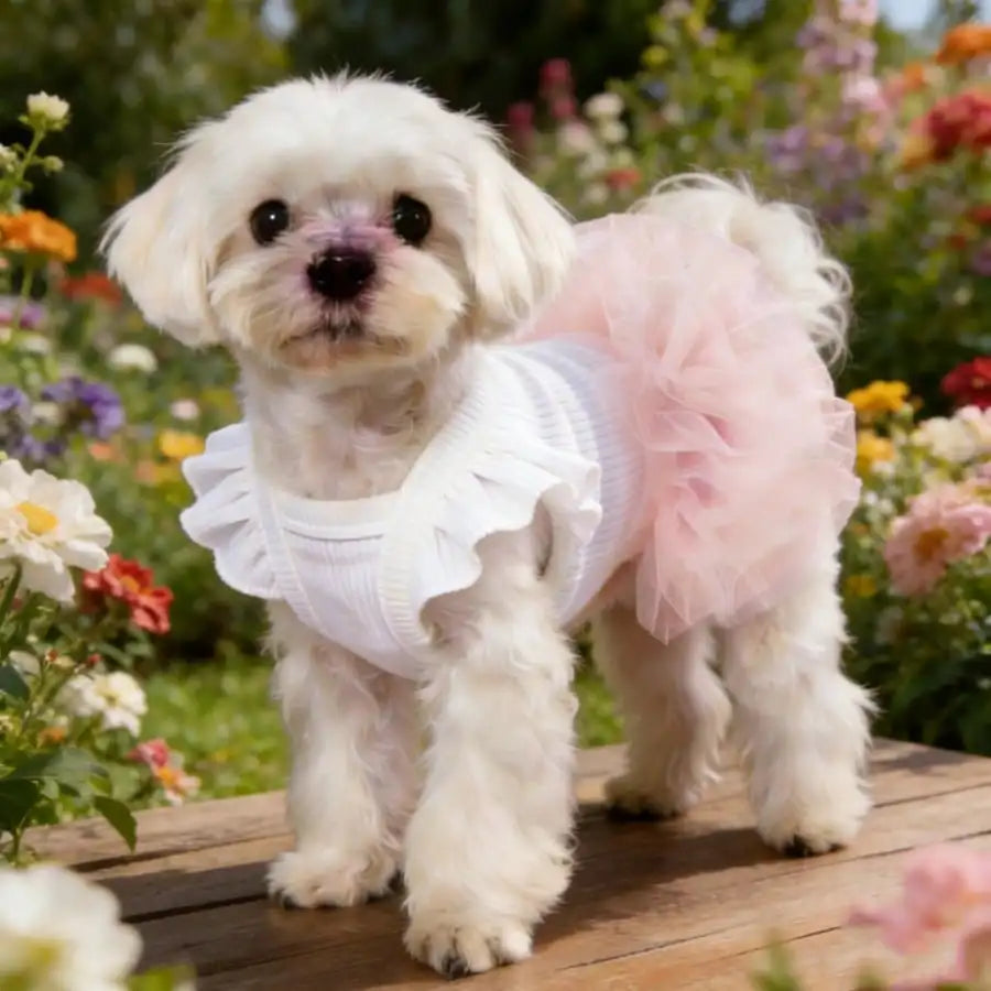 Elegant Ruffled Sleeve Princess Dress For Small Dogs And Cats